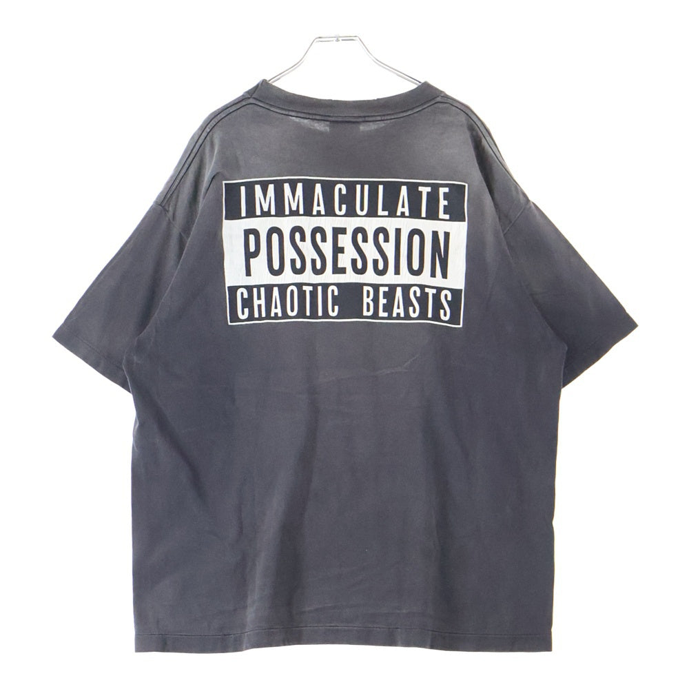 SAINT MICHAEL(セントマイケル) ×cactus plant flea market TEE SMILE カクタスプラントフリーマーケット ティースマイル クルーネック半袖Tシャツ/カットソー ブラック SM-YS1-0000-C01