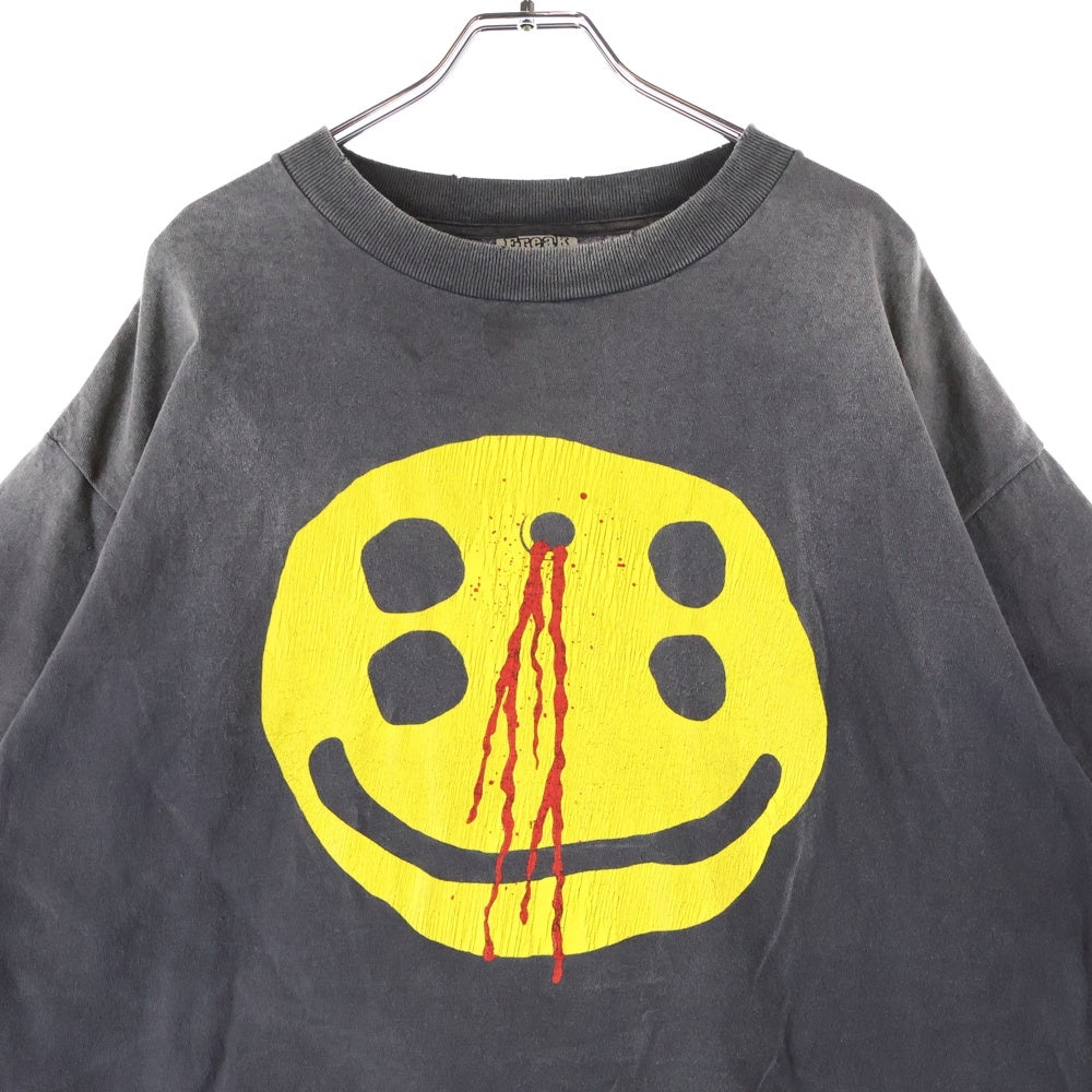 SAINT MICHAEL(セントマイケル) ×cactus plant flea market TEE SMILE カクタスプラントフリーマーケット ティースマイル クルーネック半袖Tシャツ/カットソー ブラック SM-YS1-0000-C01