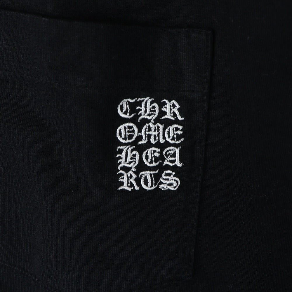 CHROME HEARTS(クロムハーツ) Y NOT 胸ポケットロゴ刺繍 半袖 クルーネック Tシャツ ブラック