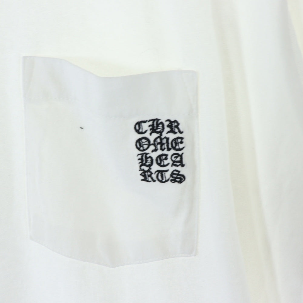 CHROME HEARTS(クロムハーツ) Y NOT 胸ポケットロゴ刺繍 半袖 クルーネック Tシャツ ホワイト