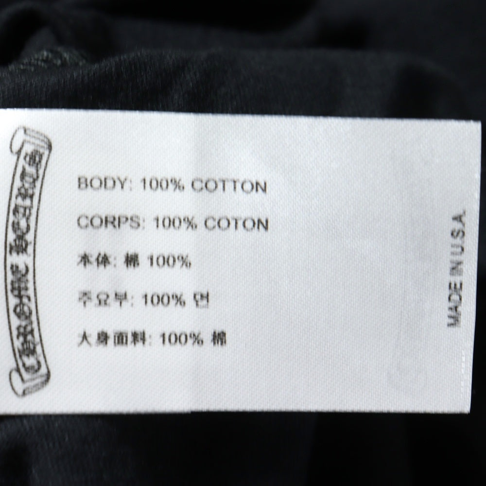 CHROME HEARTS(クロムハーツ) ピンクホースシュー プリント 袖フローラル 長袖 クルーネック カットソー ロンT ブラック