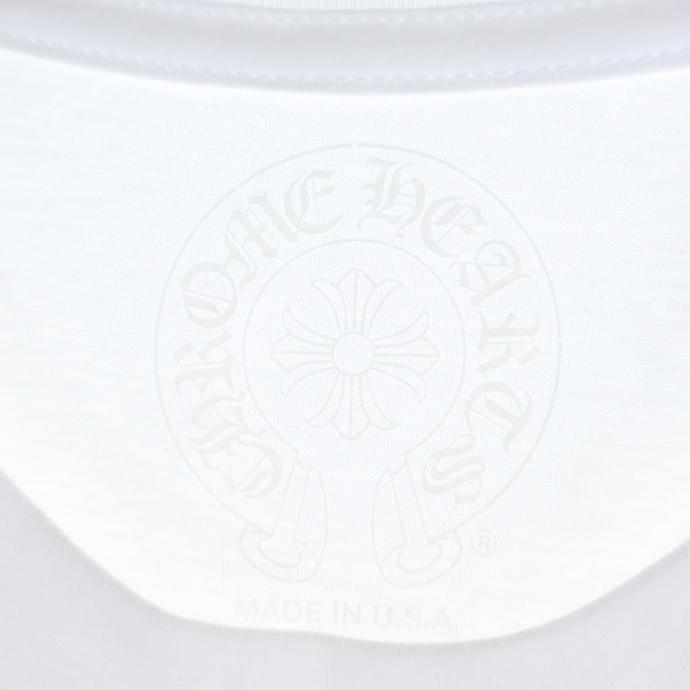 CHROME HEARTS(クロムハーツ) マイアミ限定 バックホースシュー プリント 半袖 クルーネック Tシャツ ホワイト