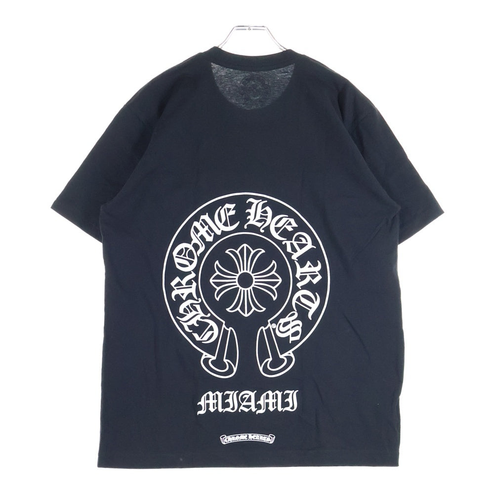 CHROME HEARTS(クロムハーツ) マイアミ限定 バックホースシュー プリント 半袖 クルーネック Tシャツ ブラック