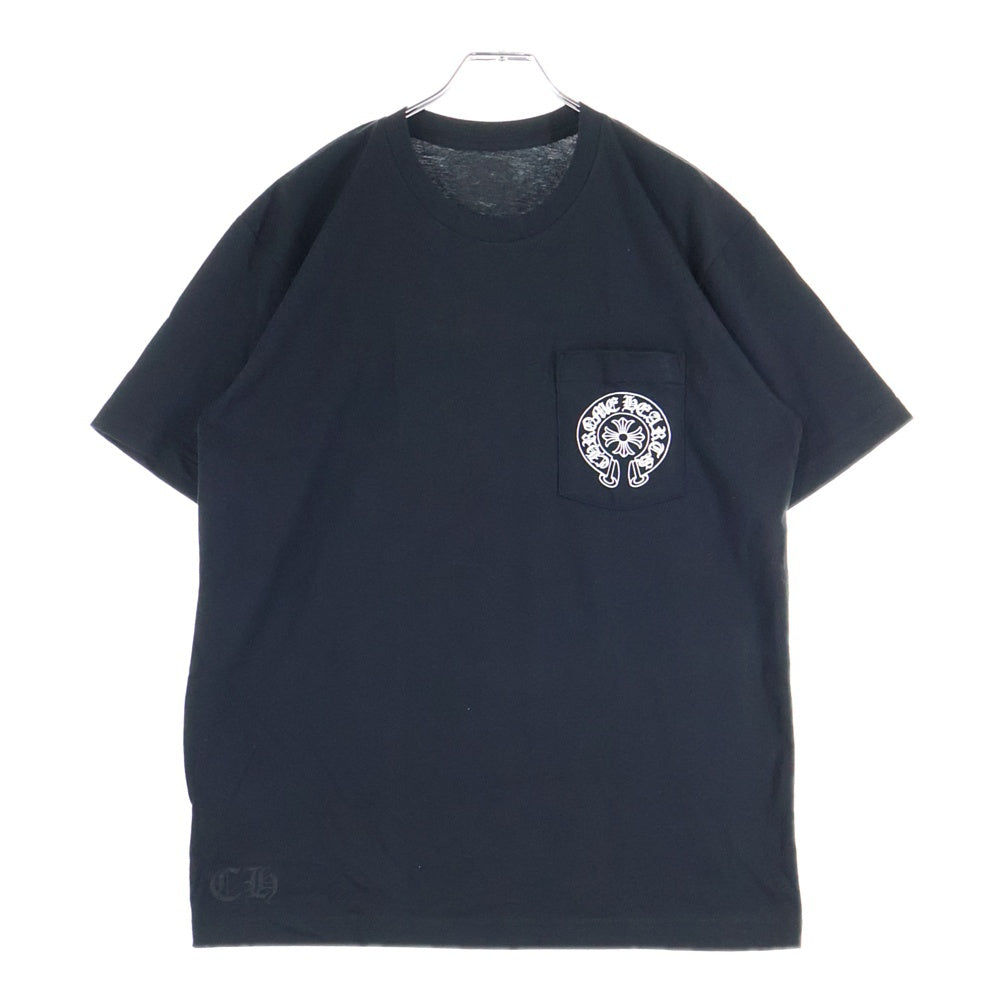 CHROME HEARTS(クロムハーツ) マイアミ限定 バックホースシュー プリント 半袖 クルーネック Tシャツ ブラック