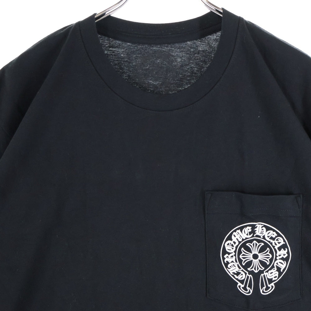CHROME HEARTS(クロムハーツ) マイアミ限定 バックホースシュー プリント 半袖 クルーネック Tシャツ ブラック