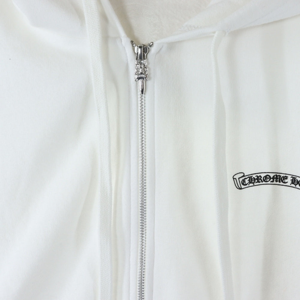 CHROME HEARTS(クロムハーツ) スクロールラベル バックラベルプリント 袖ロゴ ジップアップ パーカー ホワイト