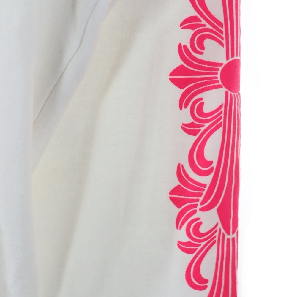 CHROME HEARTS(クロムハーツ) バックホースシュー 袖フローラル ピンクプリント パーカー プルオーバー ホワイト