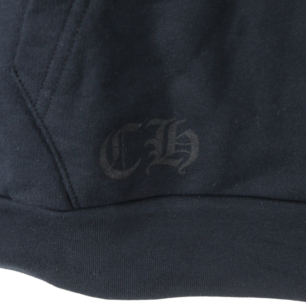 CHROME HEARTS(クロムハーツ) SWTSHRT PLVR 袖ロゴ シルバーメタリックプリント プルオーバーフーディ パーカー ブラック