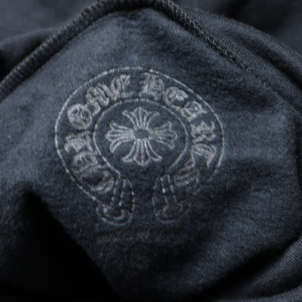 CHROME HEARTS(クロムハーツ) SWTSHRT PLVR 袖ロゴ シルバーメタリックプリント プルオーバーフーディ パーカー ブラック
