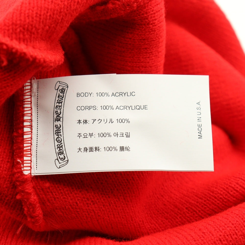 CHROME HEARTS(クロムハーツ) WATCH CAP ワッチキャップ ロゴ刺繍ビーニー ニットキャップ 帽子 レッド