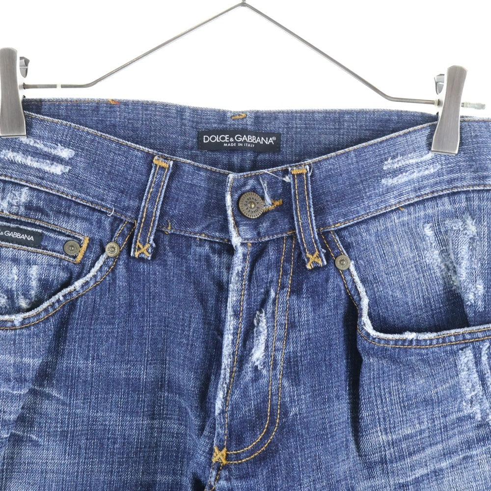 DOLCE & GABBANA(ドルチェアンドガッバーナ) レッドパッチ ダメージ加工 ストレートデニム インディゴ ZDP61/804N