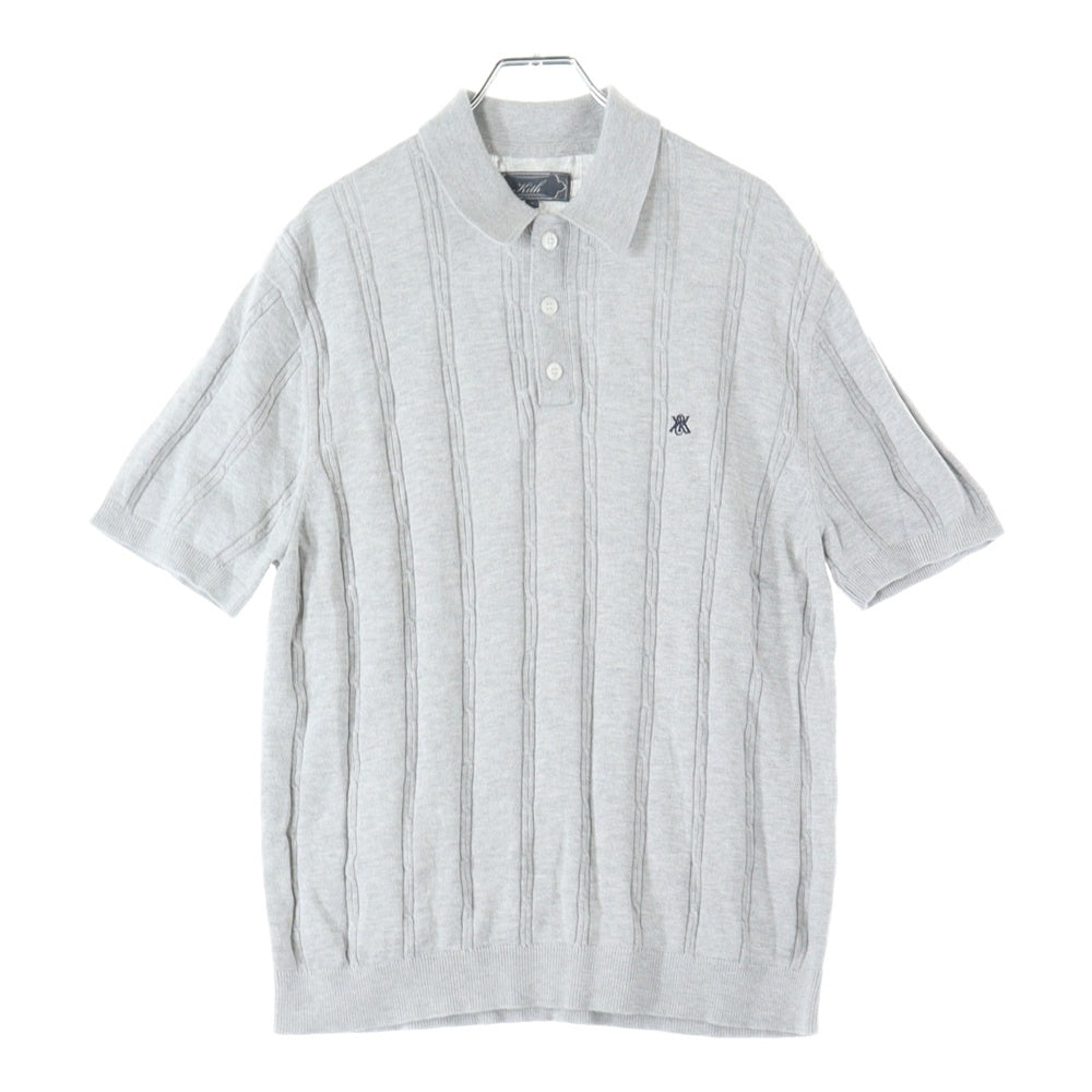 KITH(キス) 25SS Tilden Polo チルデン ロゴ刺繍 半袖ニットポロシャツ グレー 25-071-060-0029-2-0