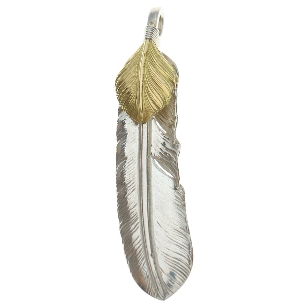 goro's(ゴローズ) 上金特大フェザー 左向き ネックレストップ シルバー/ゴールド