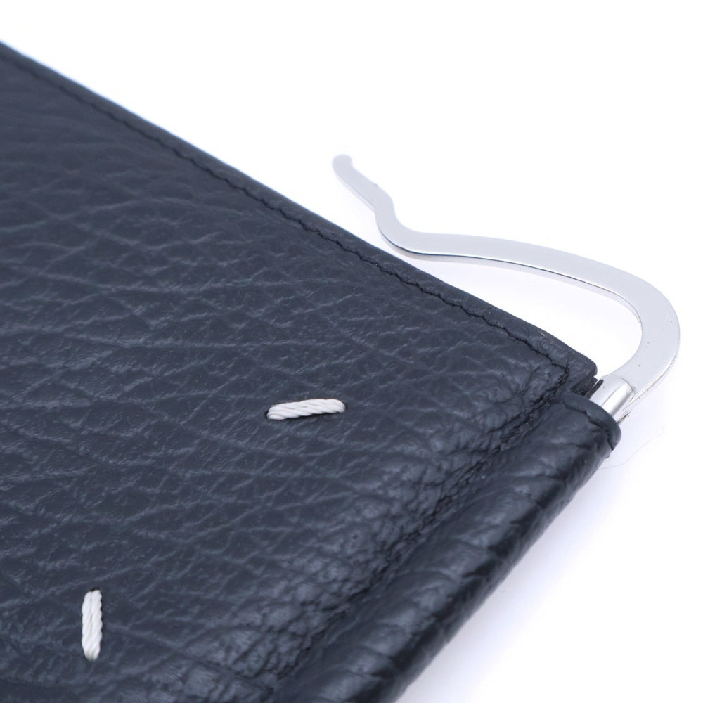 Maison Margiela(メゾンマルジェラ) グレインレザー マネークリップ付き 二つ折り 財布 ブラック SA1UI0022 P4455