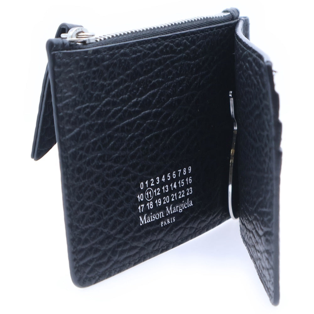 Maison Margiela(メゾンマルジェラ) グレインレザー マネークリップ付き 二つ折り 財布 ブラック SA1UI0022 P4455