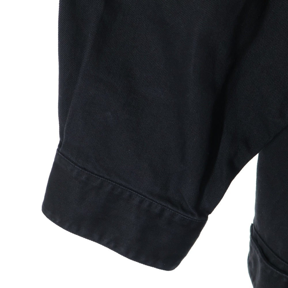 RAF SIMONS(ラフシモンズ) 22AW DENIM JACKET WITH LEATHER PATCH デニムジャケットウィズレザーパッチ バックプリント オーバーサイズ ブラック 222-723