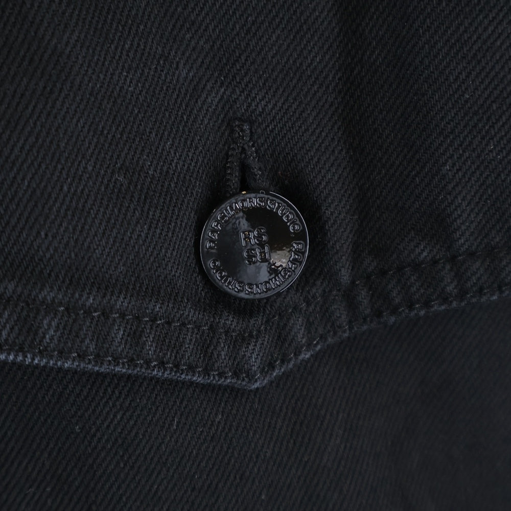 RAF SIMONS(ラフシモンズ) 22AW DENIM JACKET WITH LEATHER PATCH デニムジャケットウィズレザーパッチ バックプリント オーバーサイズ ブラック 222-723