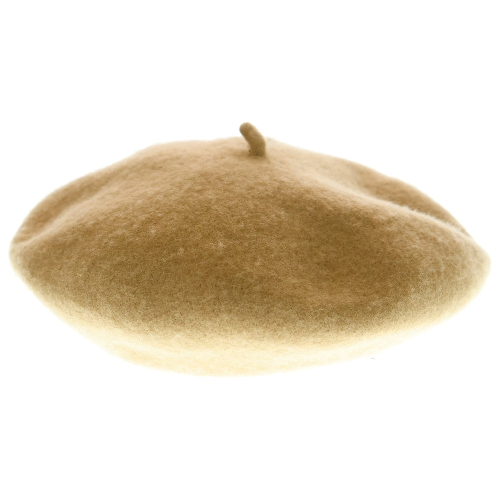 rokh(ロク) 刺繍ロゴ ウール ベレー帽 キャメル