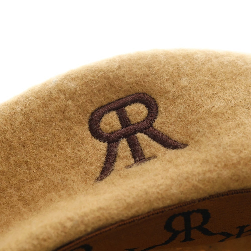 rokh(ロク) 刺繍ロゴ ウール ベレー帽 キャメル