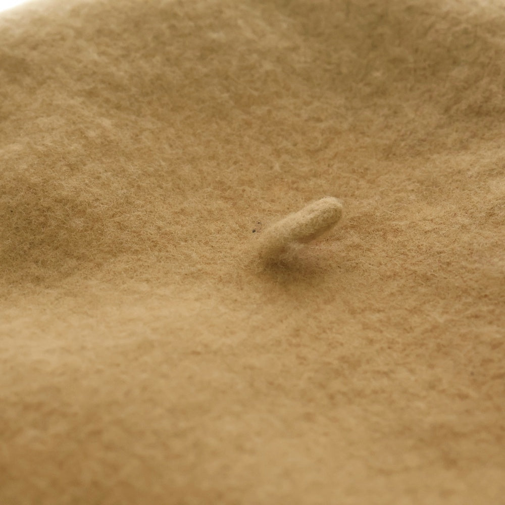 rokh(ロク) 刺繍ロゴ ウール ベレー帽 キャメル