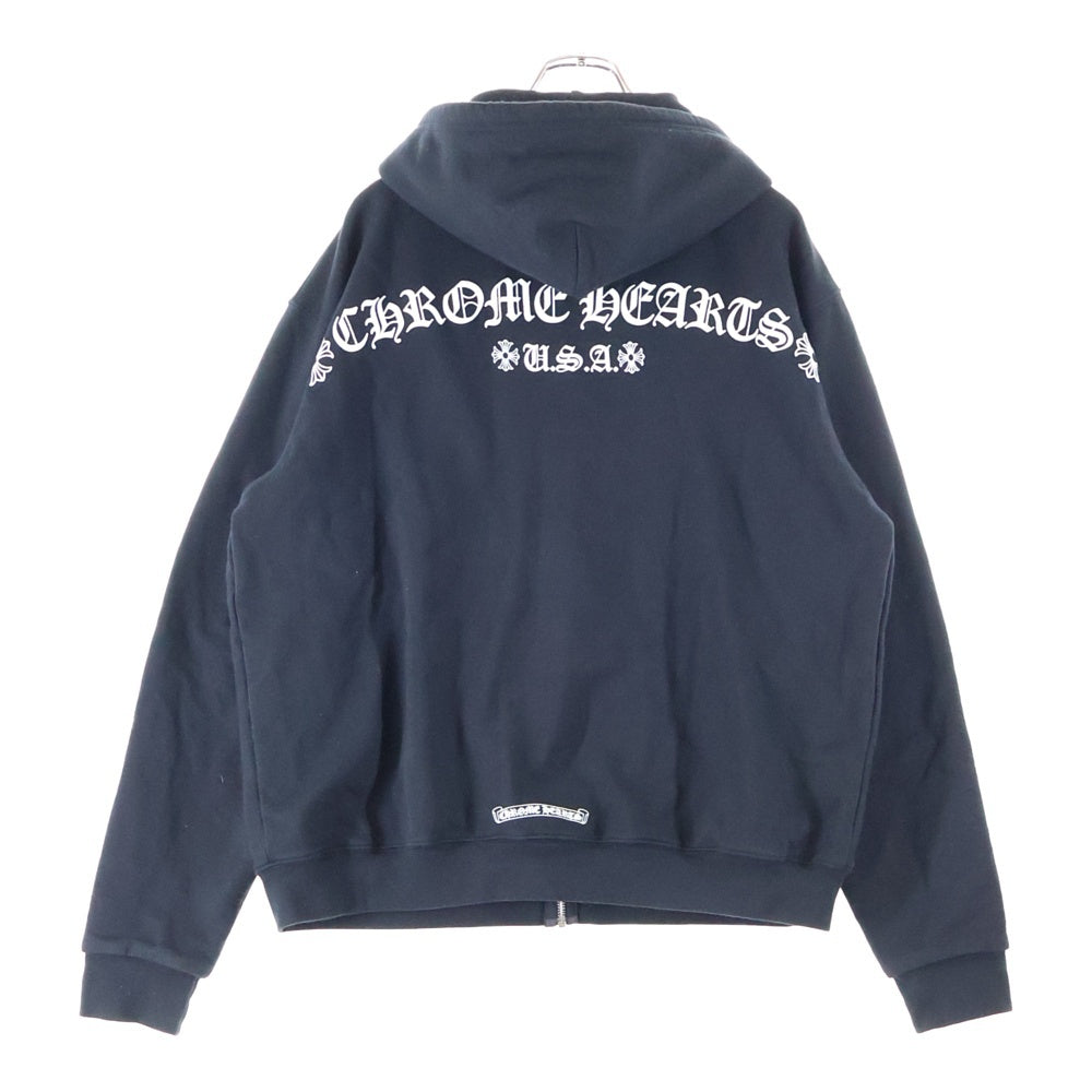 CHROME HEARTS(クロムハーツ) SWTSHRT HD ZIP 胸ロゴプリント アーチロゴプリントジップアップパーカー ブラック