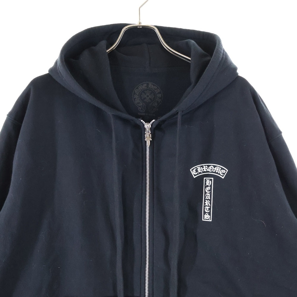 CHROME HEARTS(クロムハーツ) SWTSHRT HD ZIP 胸ロゴプリント アーチロゴプリントジップアップパーカー ブラック