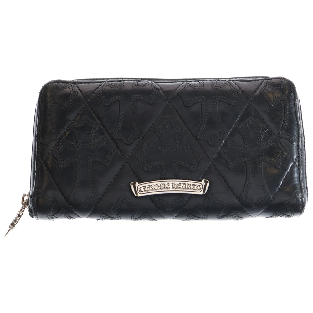 CHROME HEARTS(クロムハーツ) REC F ZIP QUILTED セメタリー クロスキルティング レザーウォレット 財布 ブラック