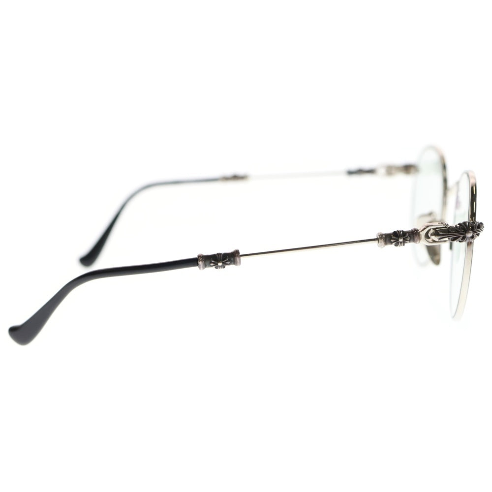 CHROME HEARTS(クロムハーツ) BUBBA-A クロステンプル メタルフレームラウンドサングラス アイウェア 眼鏡 シルバー/ブラック