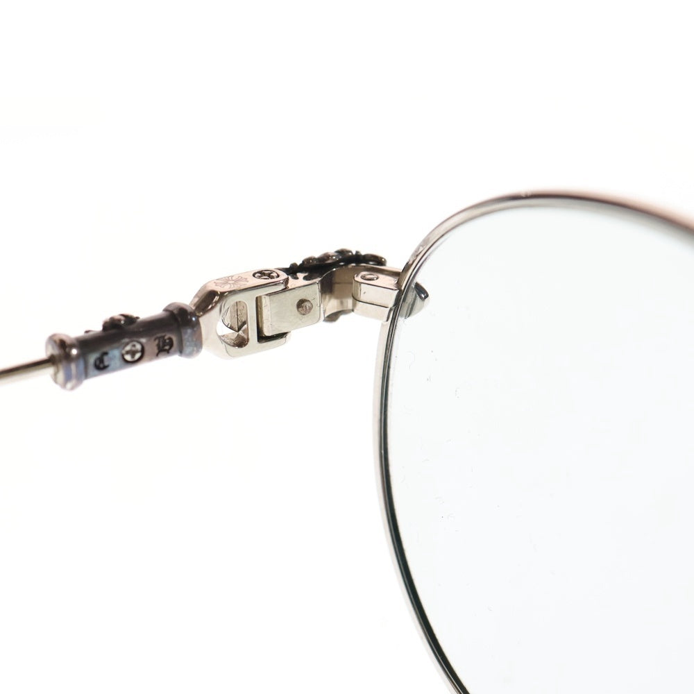 CHROME HEARTS(クロムハーツ) BUBBA-A クロステンプル メタルフレームラウンドサングラス アイウェア 眼鏡 シルバー/ブラック