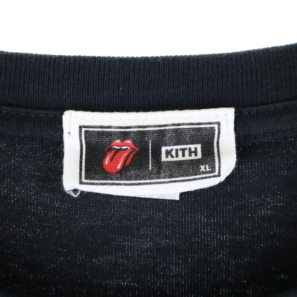 KITH(キス) The Rolling Stones Monogram Tongue Tee ザローリングストーンズ モノグラムタン プリント半袖Tシャツ クルーネックカットソー ブラック