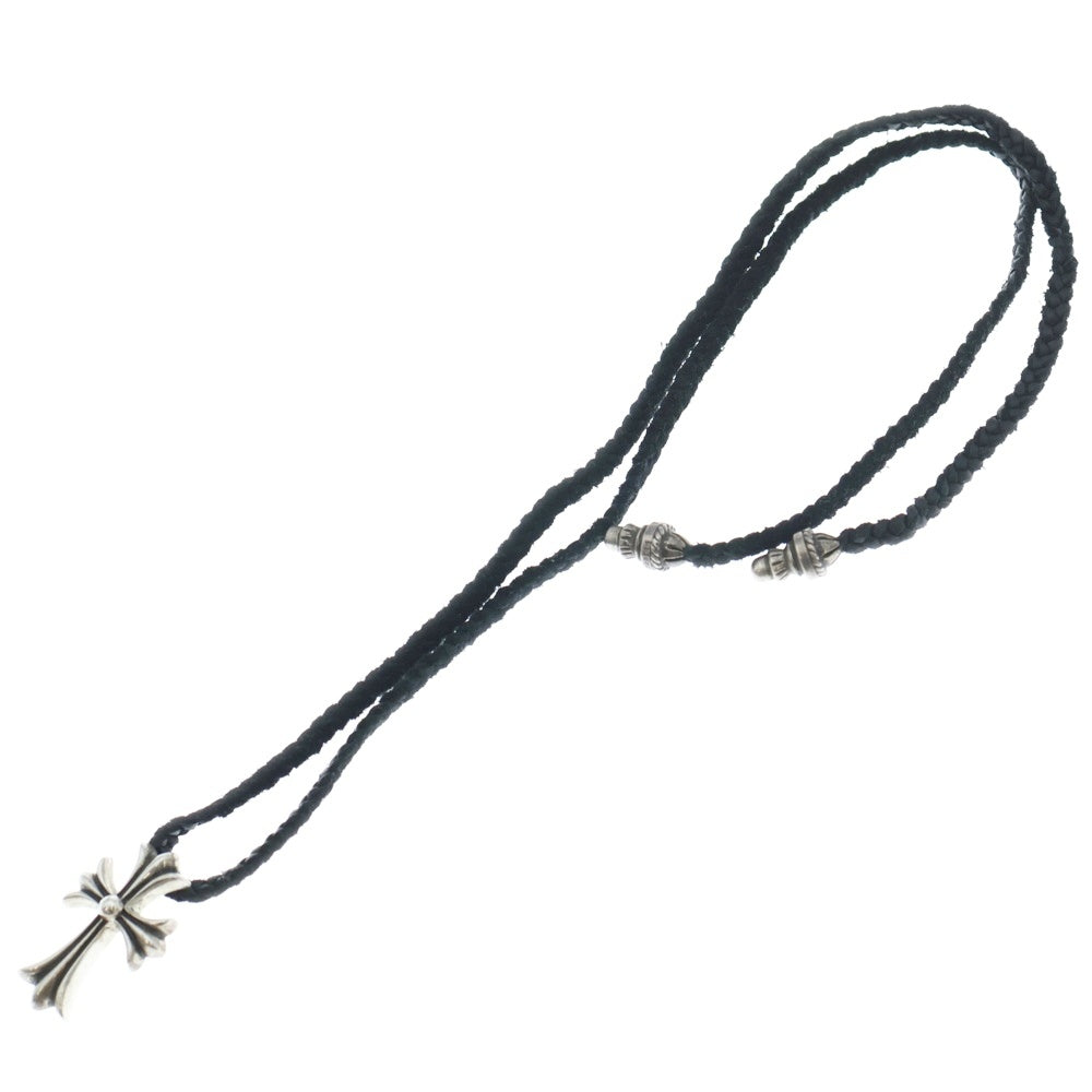 CHROME HEARTS(クロムハーツ) CH CRS SML CL スモールCHクロス クリンプト レザーブレイド ネックレス シルバー/ブラック BCA217