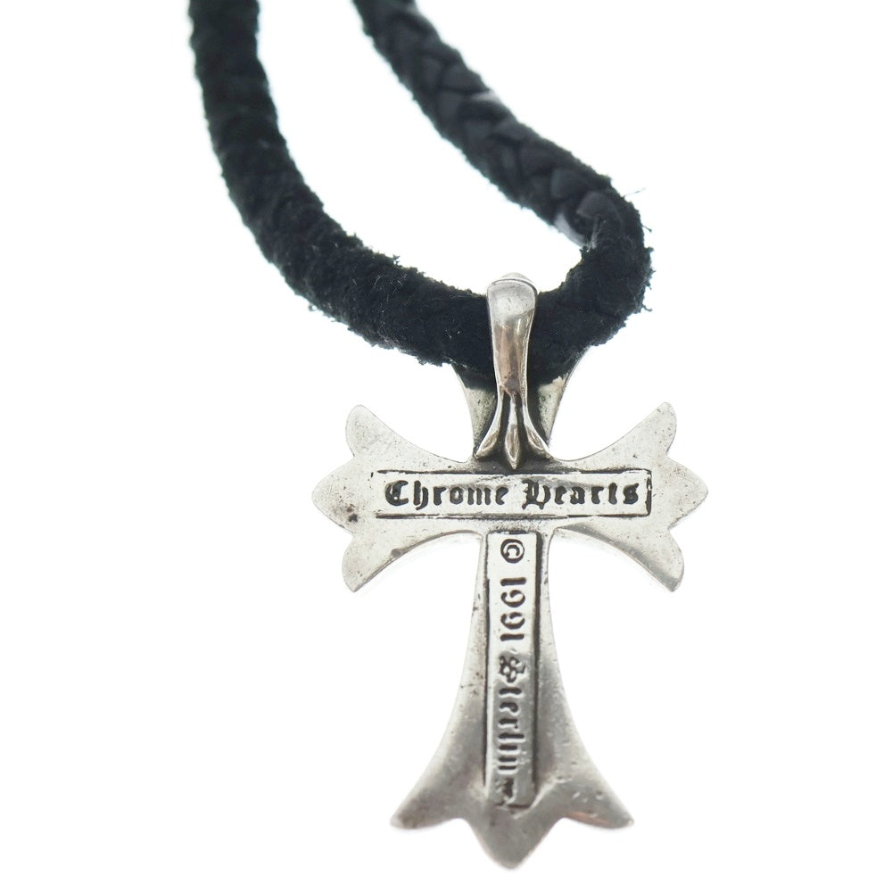 CHROME HEARTS(クロムハーツ) CH CRS SML CL スモールCHクロス クリンプト レザーブレイド ネックレス シルバー/ブラック BCA217