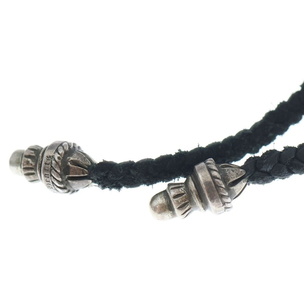 CHROME HEARTS(クロムハーツ) CH CRS SML CL スモールCHクロス クリンプト レザーブレイド ネックレス シルバー/ブラック BCA217