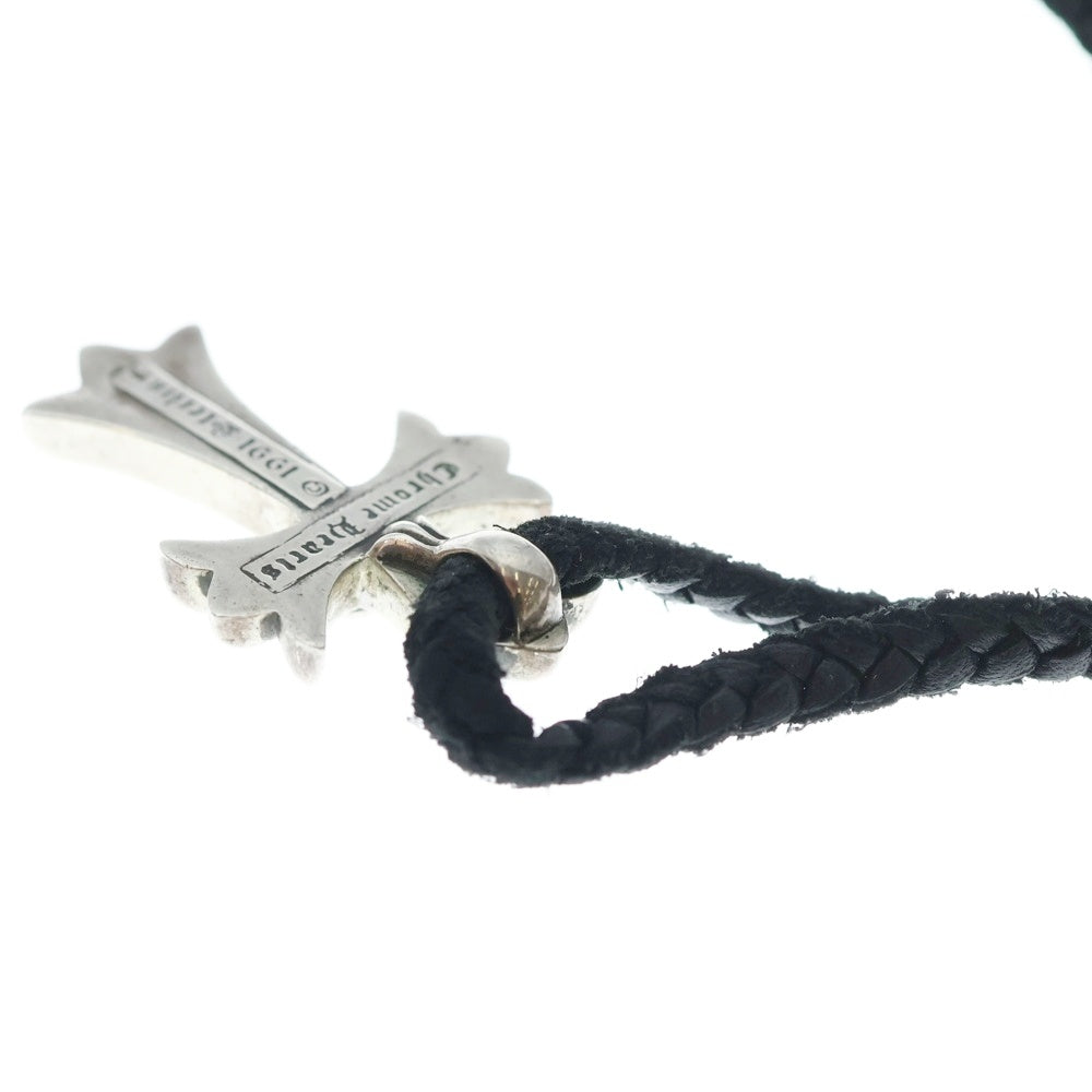 CHROME HEARTS(クロムハーツ) CH CRS SML CL スモールCHクロス クリンプト レザーブレイド ネックレス シルバー/ブラック BCA217