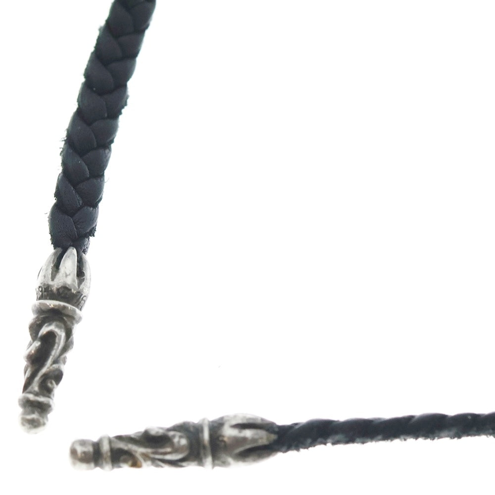CHROME HEARTS(クロムハーツ) LEATHER BRAID SCROLL ネックレス レザーブレイドネックレス ブラック/シルバー BCA377