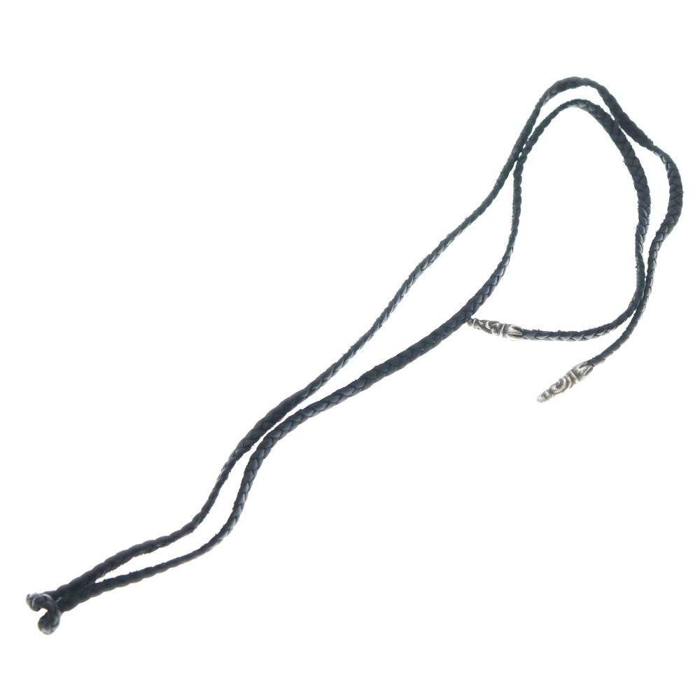 CHROME HEARTS(クロムハーツ) LEATHER BRAID SCROLL ネックレス レザーブレイドネックレス ブラック/シルバー BCA377