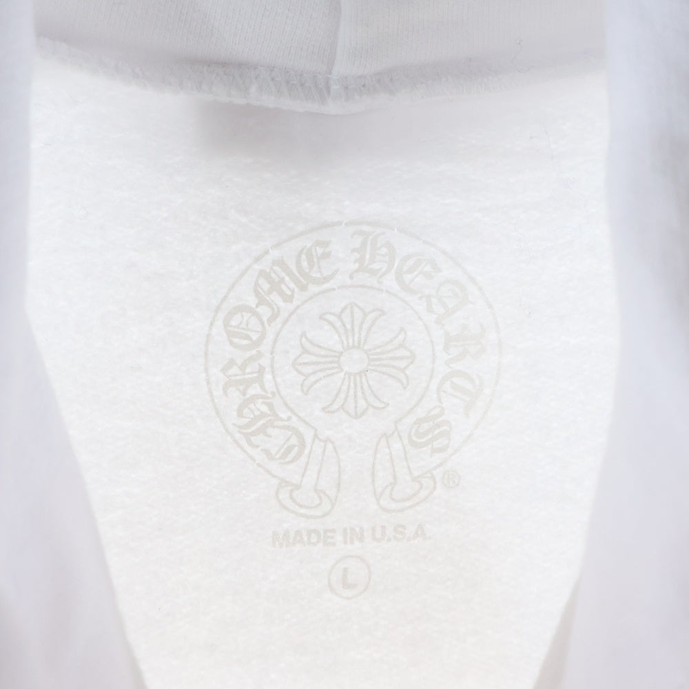 CHROME HEARTS(クロムハーツ) SWTSHRT PLVR バーティカルロゴ 袖プリントプルオーバースウェットパーカー フーディ ホワイト