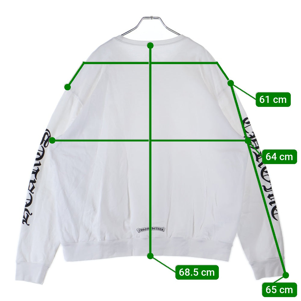 CHROME HEARTS(クロムハーツ) SWTSHRT PLVR ネックロゴプリント クルーネックス ウェット トレーナー ホワイト