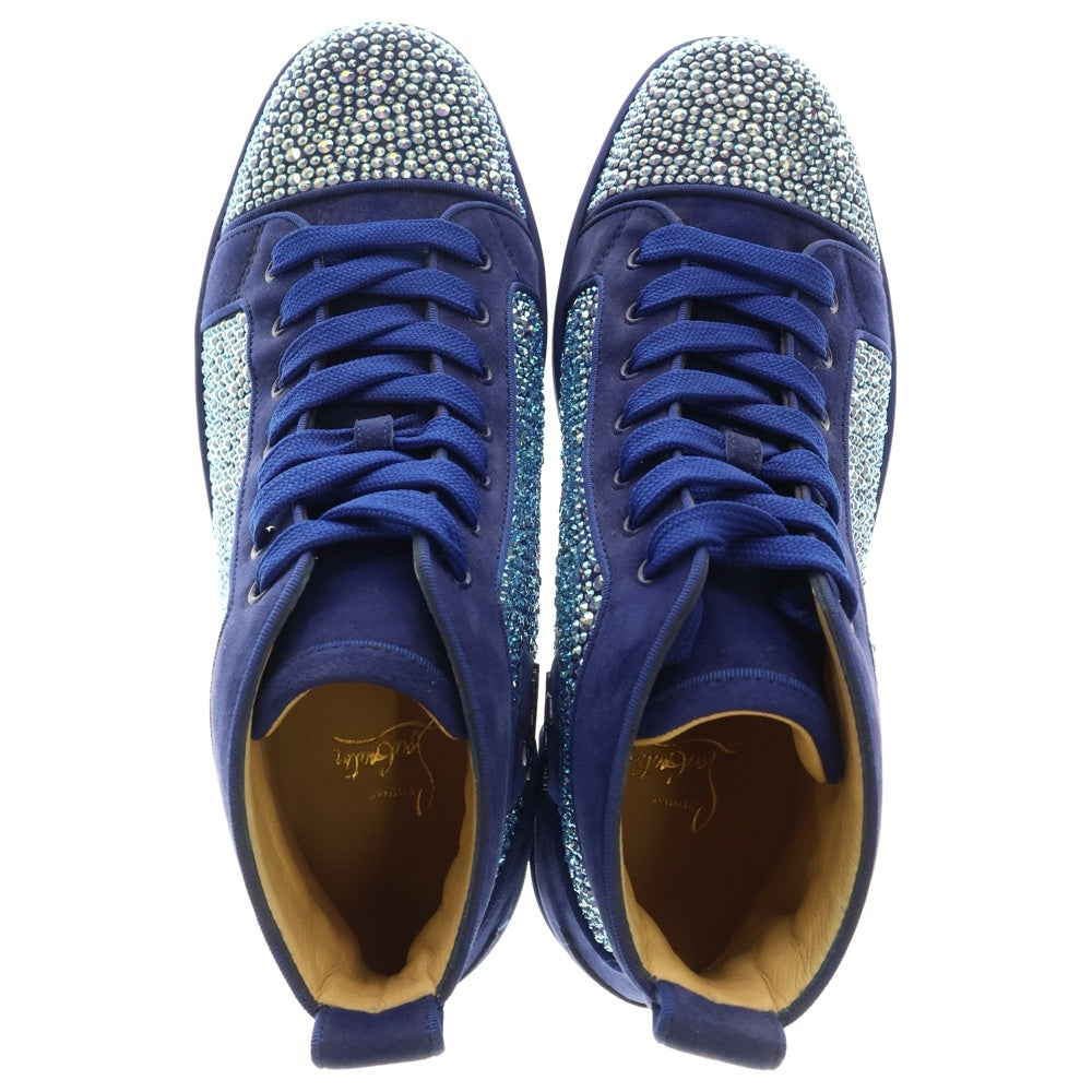 CHRISTIAN LOUBOUTIN(クリスチャンルブタン) ルイス フラット ラインストーン ハイカットスニーカー ブルー