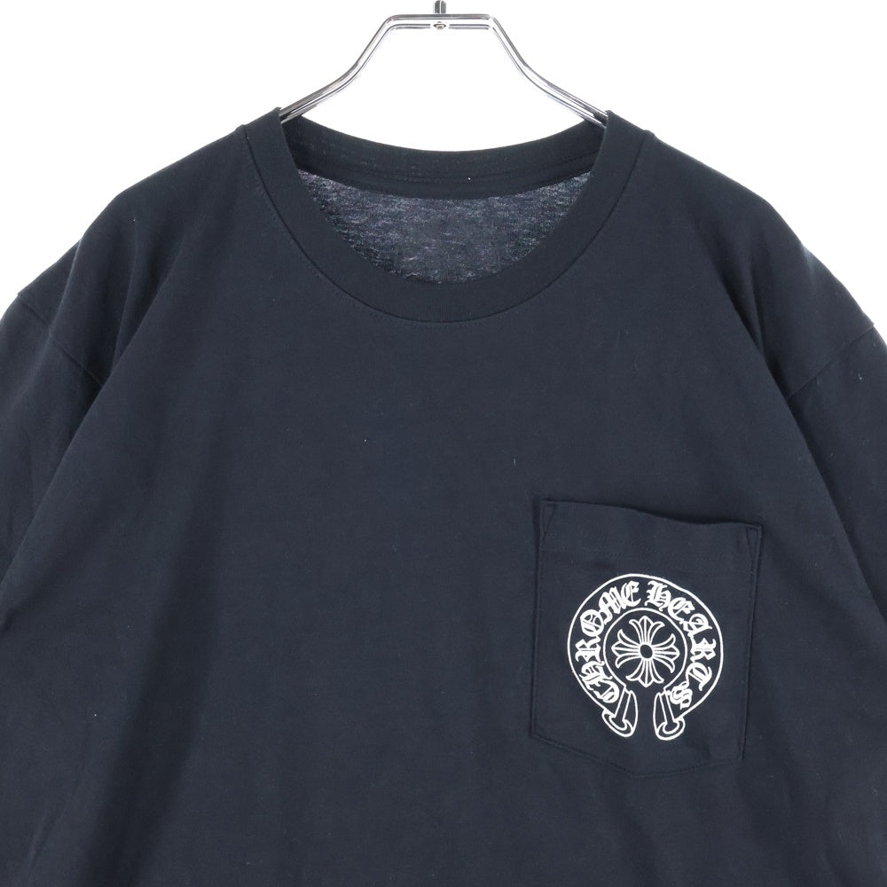 CHROME HEARTS(クロムハーツ) マイアミ限定 バックホースシュー プリント 半袖 クルーネック Tシャツ ブラック