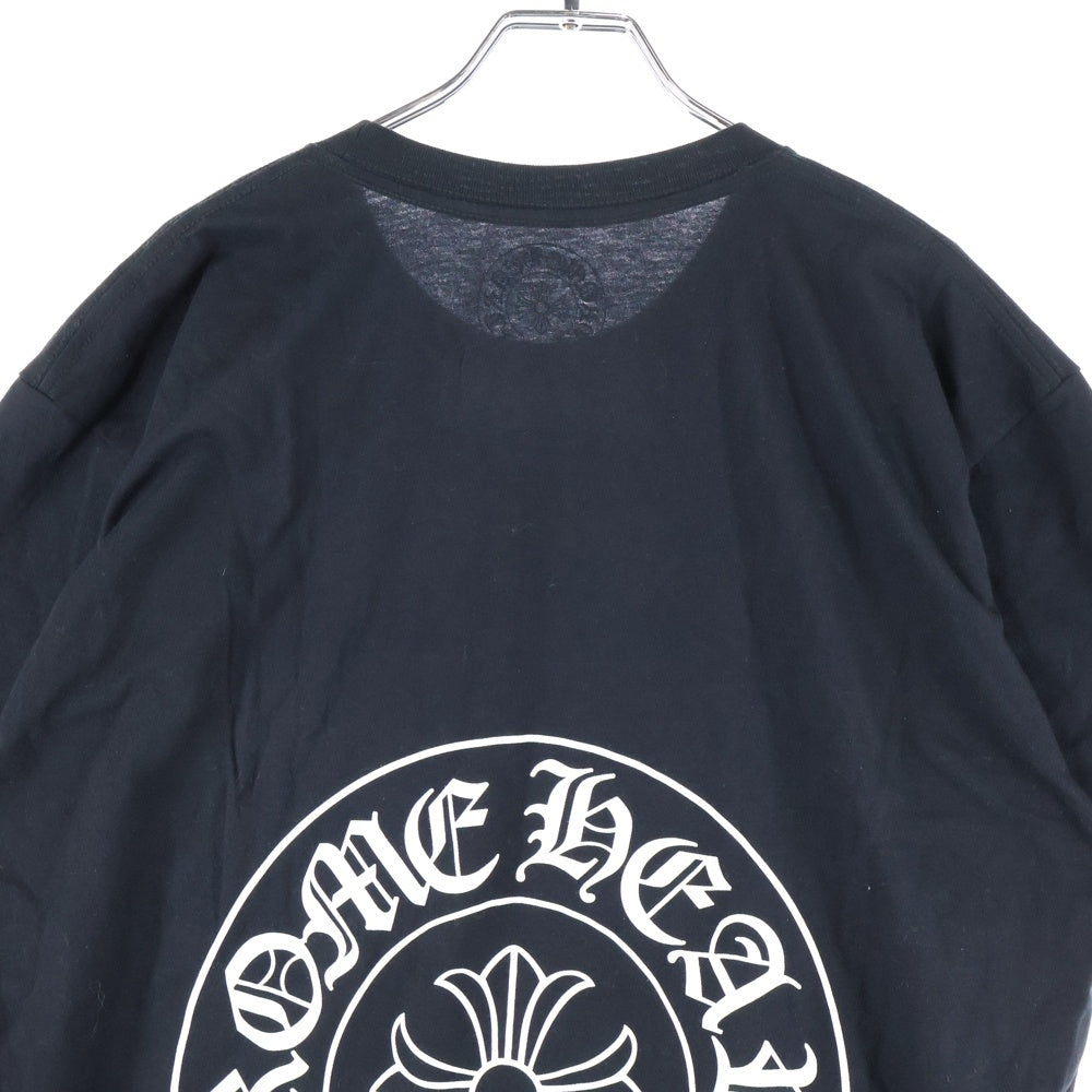 CHROME HEARTS(クロムハーツ) マイアミ限定 バックホースシュー プリント 半袖 クルーネック Tシャツ ブラック