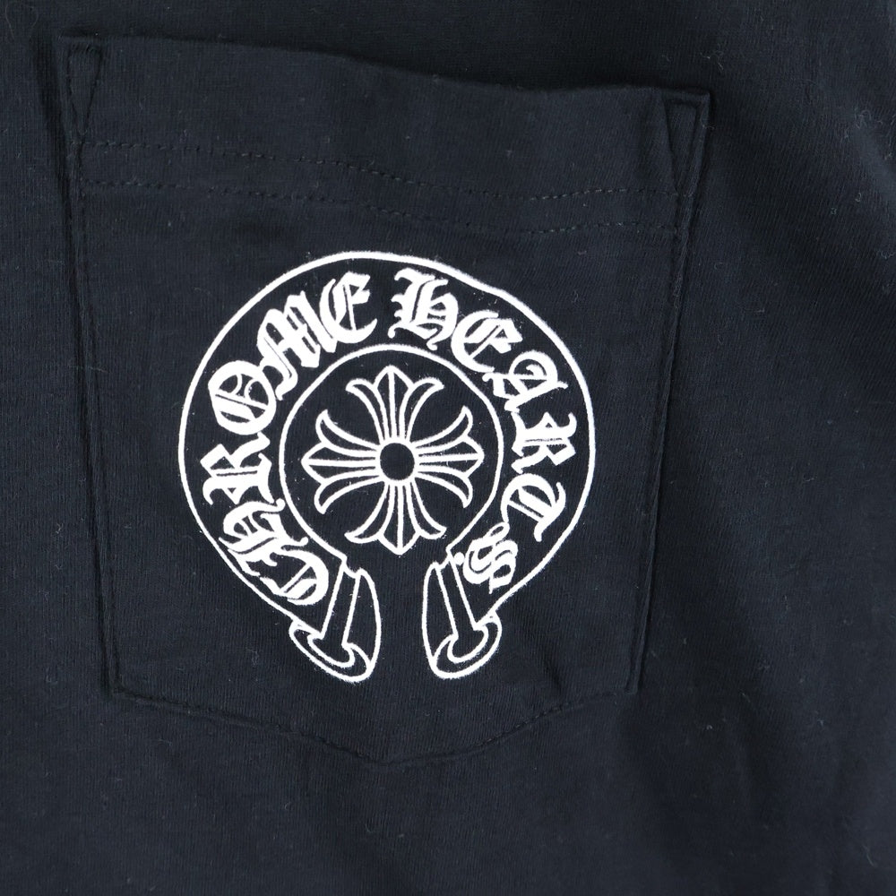 CHROME HEARTS(クロムハーツ) マイアミ限定 バックホースシュー プリント 半袖 クルーネック Tシャツ ブラック