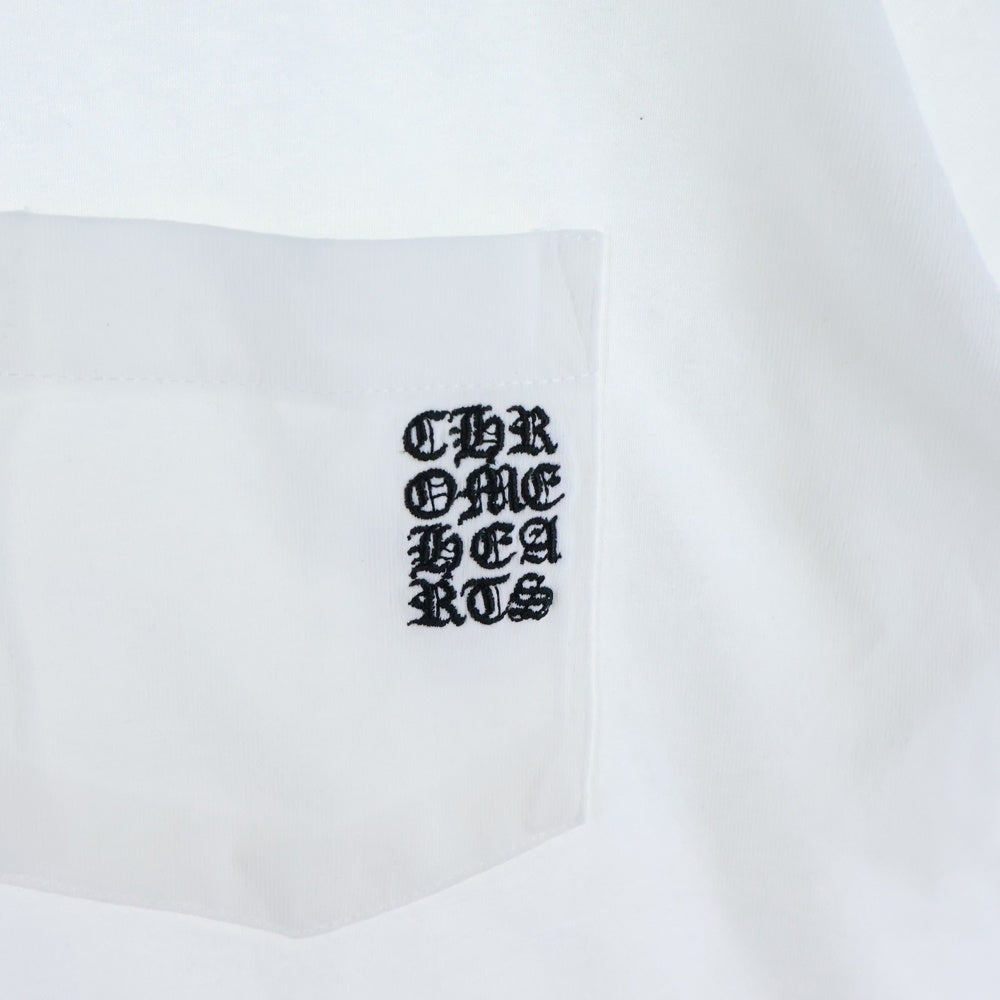 CHROME HEARTS(クロムハーツ) Y NOT 胸ポケットロゴ刺繍 半袖 クルーネック Tシャツ ホワイト