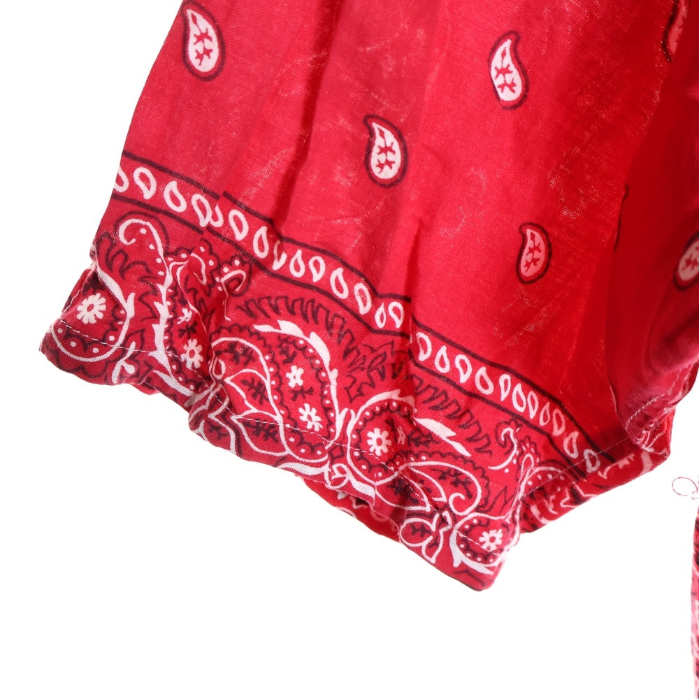 MIYAGIHIDETAKA(ミヤギヒデタカ) ペイズリー バンダナ柄 半袖シャツ 胸ポケット 再構築 半袖 襟付きシャツ レッド