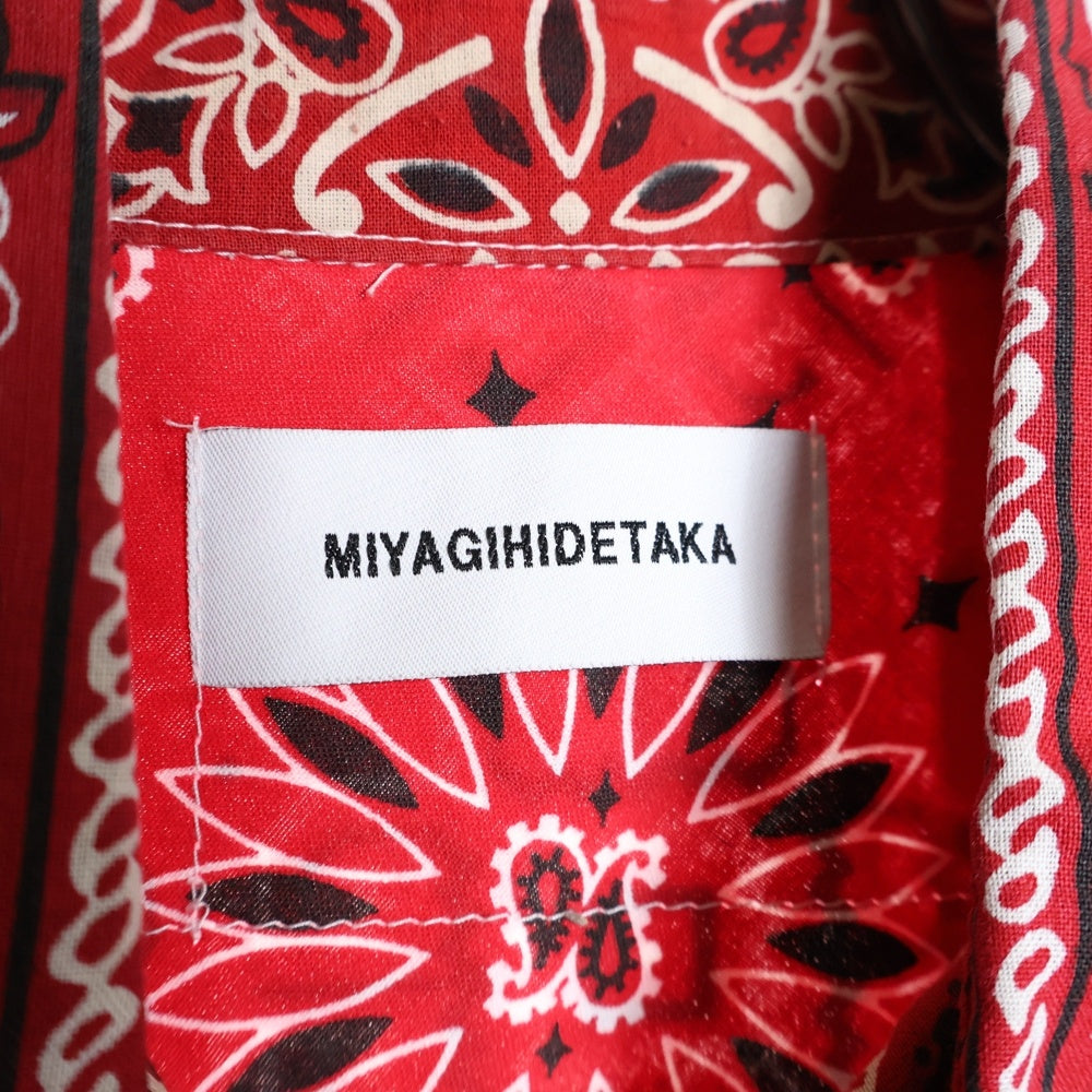 MIYAGIHIDETAKA(ミヤギヒデタカ) ペイズリー バンダナ柄 半袖シャツ 胸ポケット 再構築 半袖 襟付きシャツ レッド