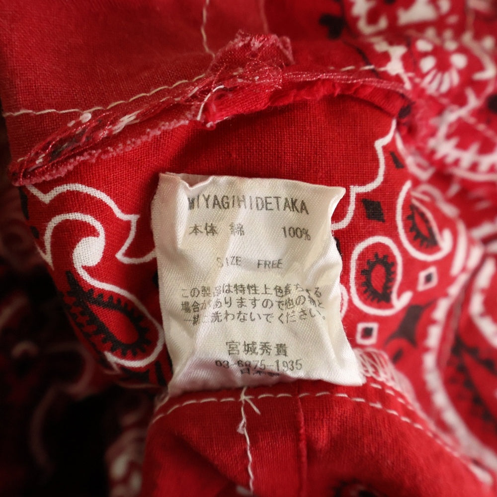 MIYAGIHIDETAKA(ミヤギヒデタカ) ペイズリー バンダナ柄 半袖シャツ 胸ポケット 再構築 半袖 襟付きシャツ レッド