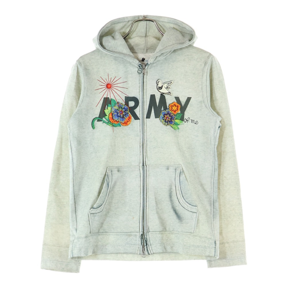 NO BRAND(ノーブランド) miraco × TATA フロント刺繍 ジップアップ パーカー グレー