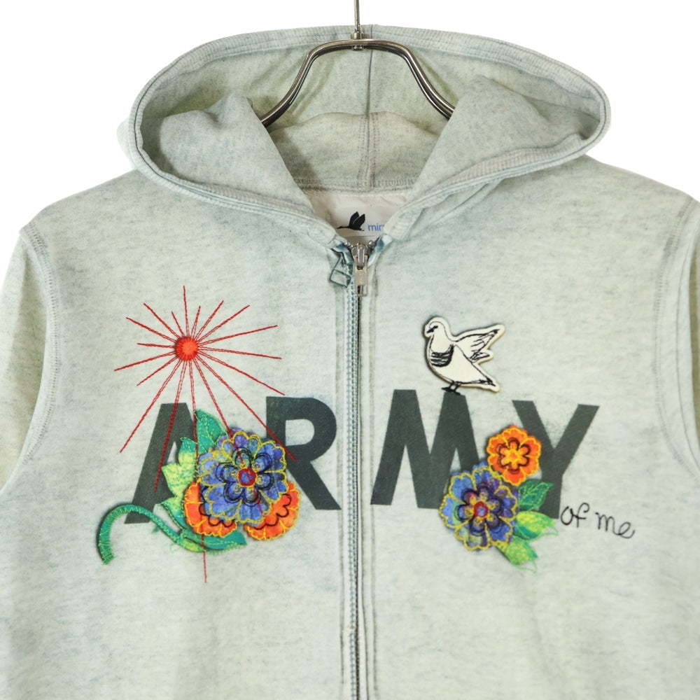 NO BRAND(ノーブランド) miraco × TATA フロント刺繍 ジップアップ パーカー グレー