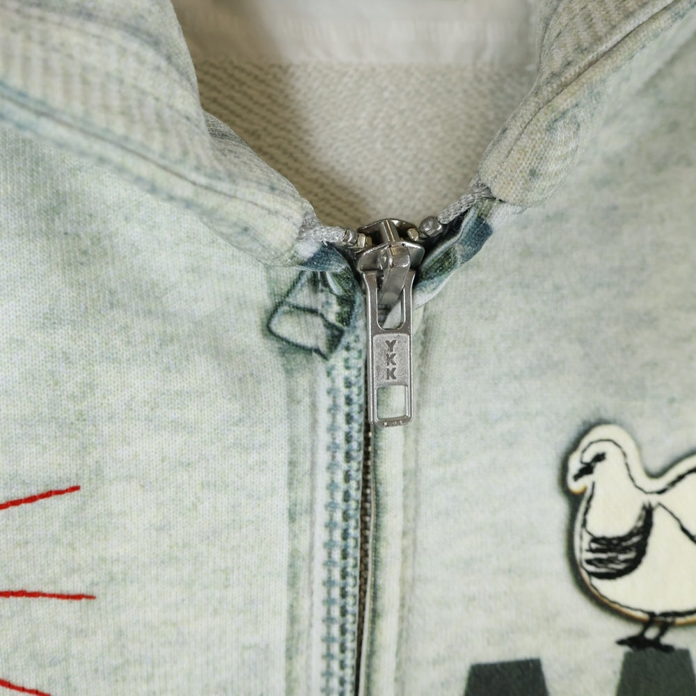 NO BRAND(ノーブランド) miraco × TATA フロント刺繍 ジップアップ パーカー グレー