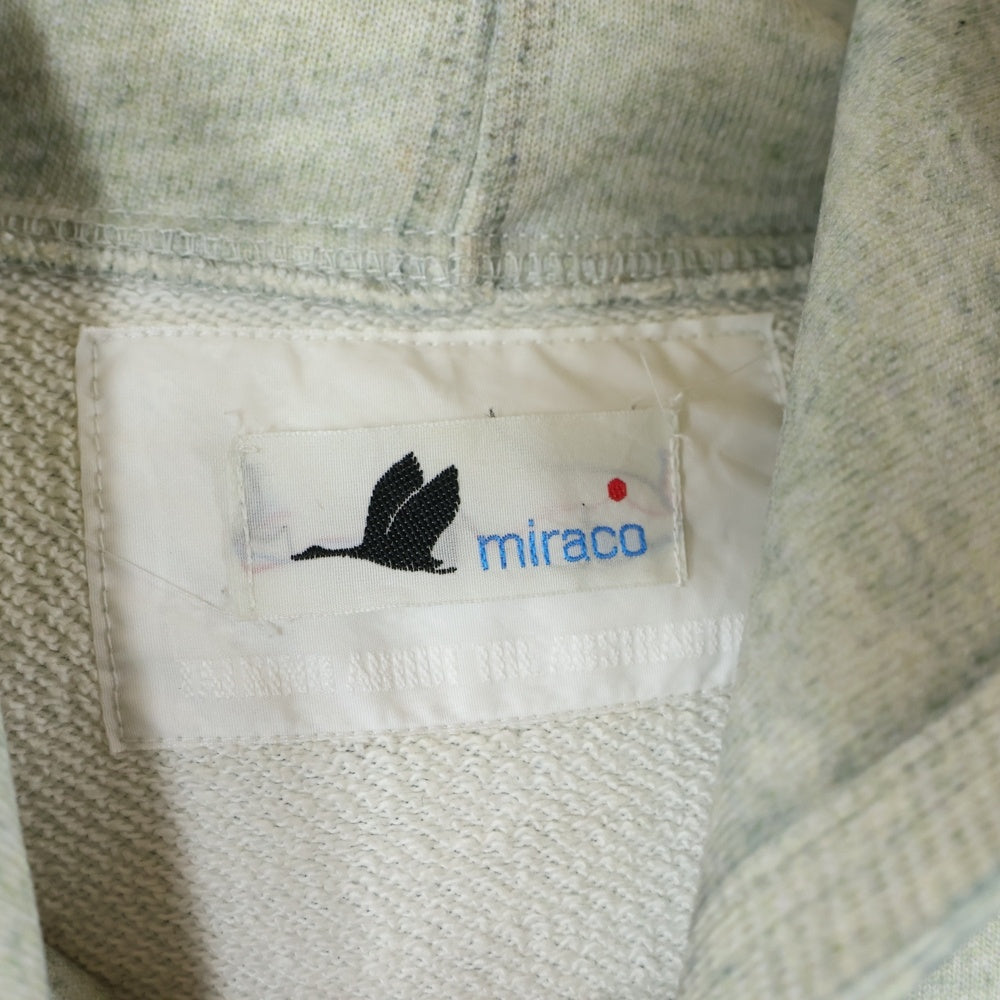 NO BRAND(ノーブランド) miraco × TATA フロント刺繍 ジップアップ パーカー グレー